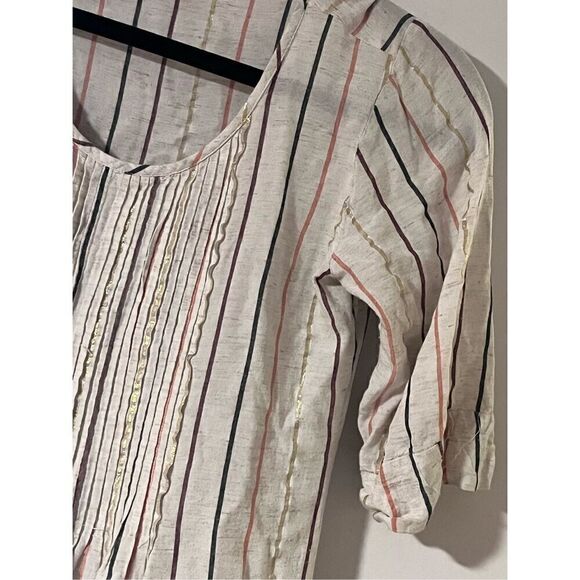 BIBA linen dress size 32 metallic linen summer pleated light - Picture 9 of 14